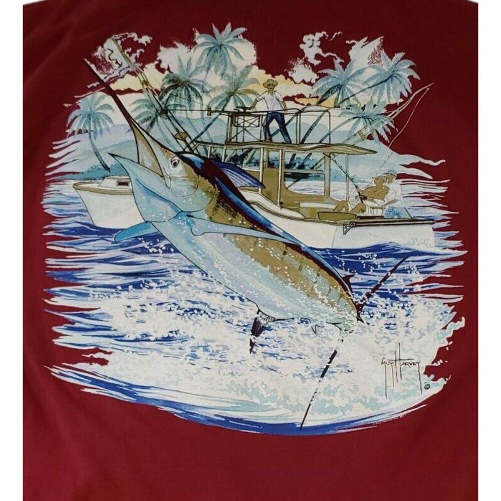 Guy Harvey Swordfish-Pocket Tee Shirt Fishing-Red-size Medium 2011 Bluewater